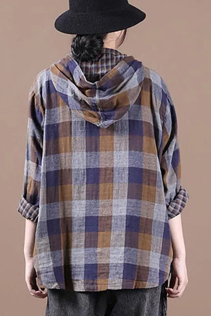 Limited Stock- Loose Stitching Drawstring Hooded Blouse