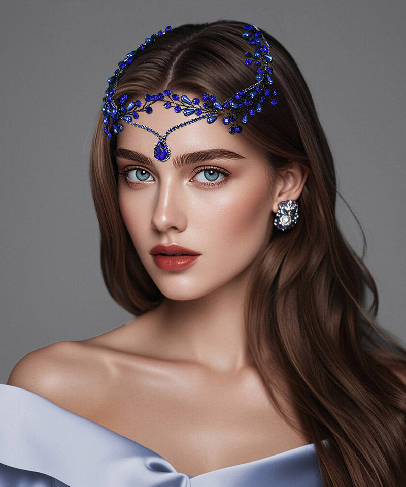 Blue Zircon Water Dropl Pearl Hairpiece