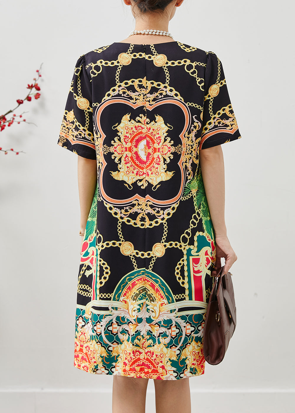 Black Silm Fit Print Cotton Work Dress Summer