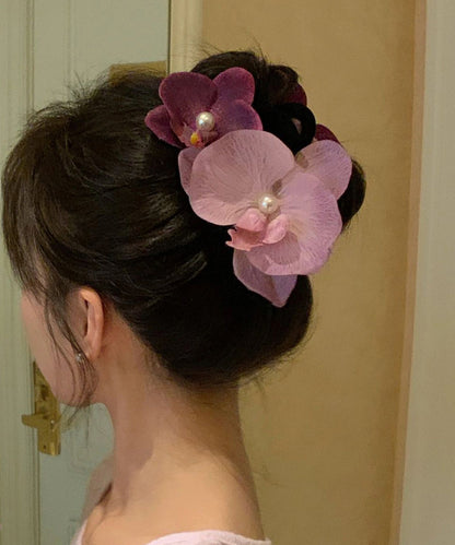 Diy Colorblock Alloy Pearl Butterfly Orchid Hairpin