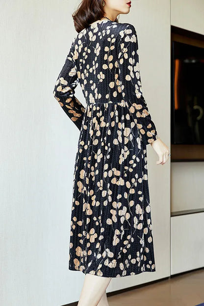 - Water Ripple Velvet Dress