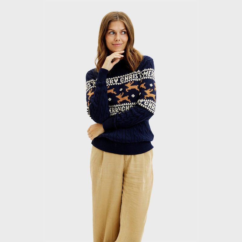 The Elegant Christmas Sweater Blue Women's