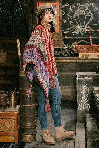 Winter Knitted Warm Tassel Scarf Shawl