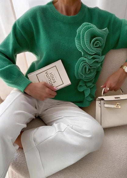 Apricot O Neck Thick Knit Sweaters Top Winter