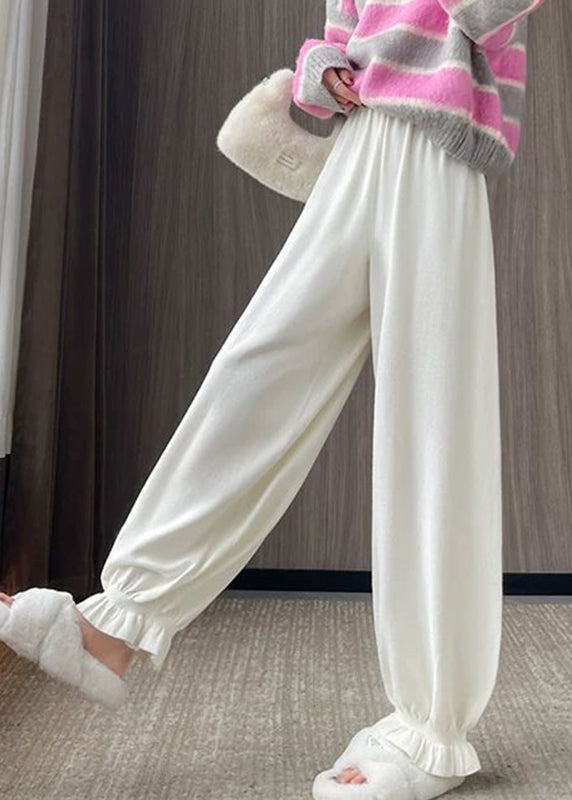 Oatmeal Elastic Waist Color Beam Pants