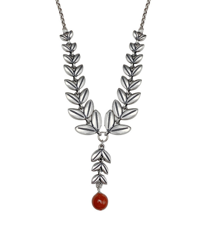 Ear of Wheat Patchwork Silver Pendant Necklace