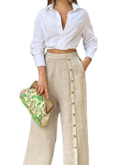 Blue Tops and Pants Cotton Two Pieces Set Summer