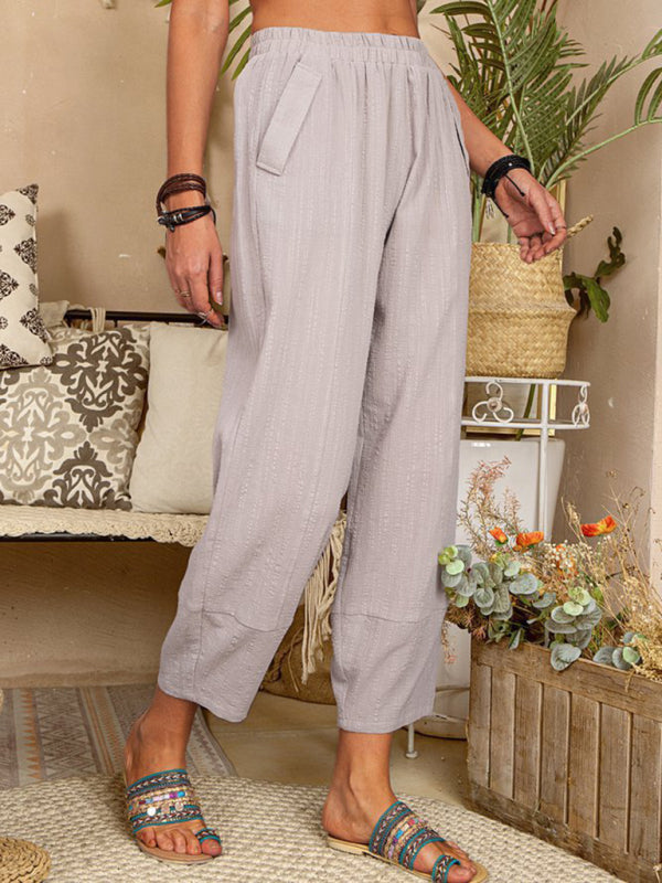 Color Loose Cotton Linen Pants Home Harem Pants
