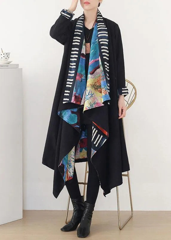Boutique Black Green Retro Print Fall Cardigan Long Sleeve