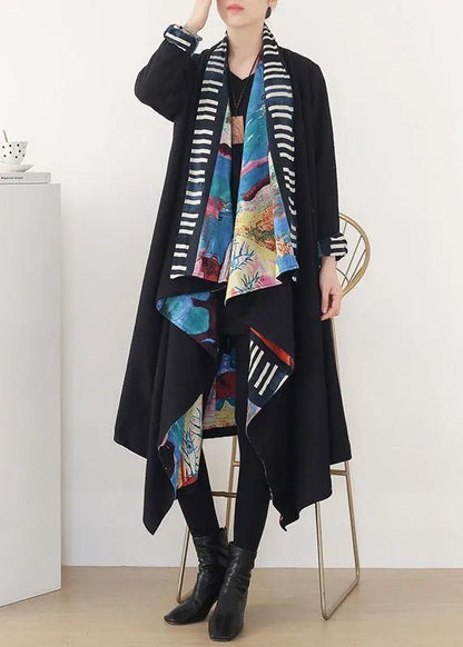 Boutique Black Green Retro Print Fall Cardigan Long Sleeve