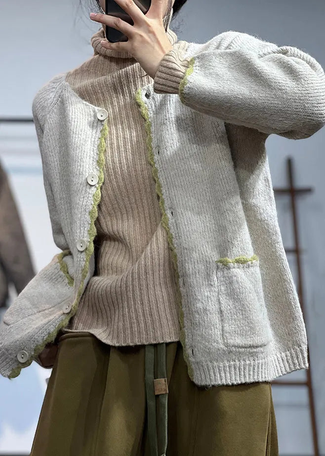 Apricot Cozy Woolen Coat O Neck Long Sleeve