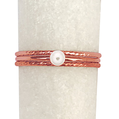 14/20 Rose Gold-filled Petite Stackable Rings, Swarovski Pearl & Sparkle Finish, Set of 3