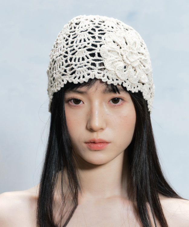 Summer New Flower Hollow Knitted Boonie Hat