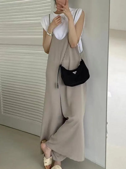 U-neck Loose Suspenders Jumpsuit