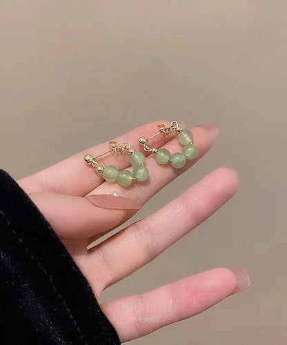 Green Overgile Crystal Hoop Earrings