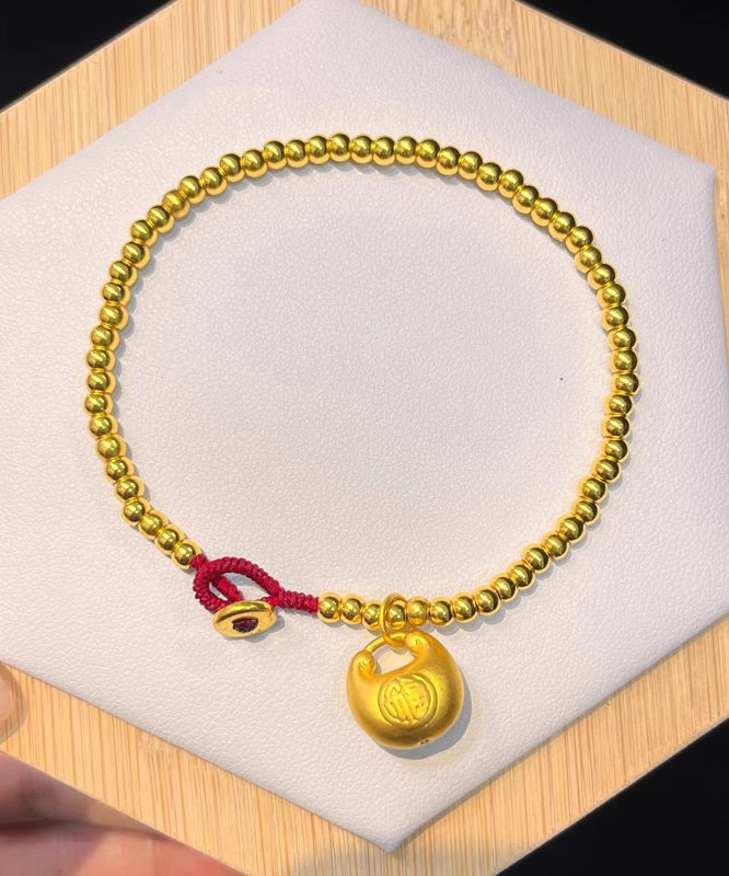 Gold Hand Woven Beading Charm Bracelet