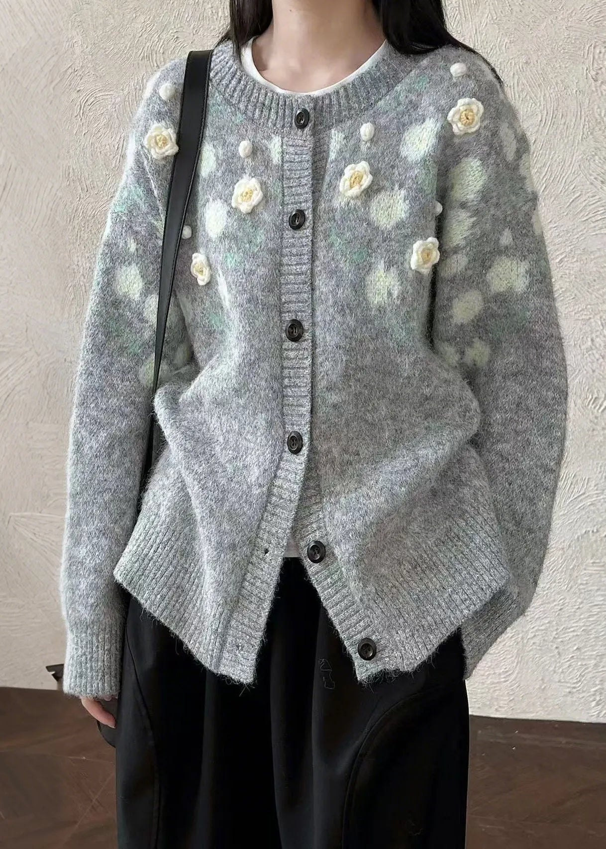 Handmade Grey Oversized Knit Coats Winter