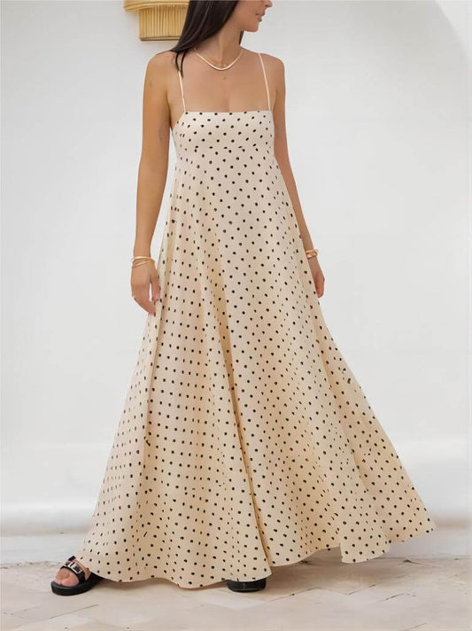Sleeveless Geometric Print Halter Maxi Dress
