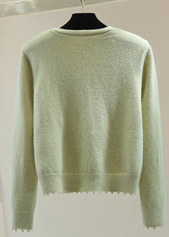 Mulberry V Neck Asymmetrical Sequins Cotton Knit Sweaters Winter