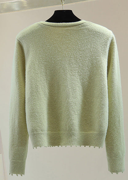 Mulberry V Neck Asymmetrical Sequins Cotton Knit Sweaters Winter