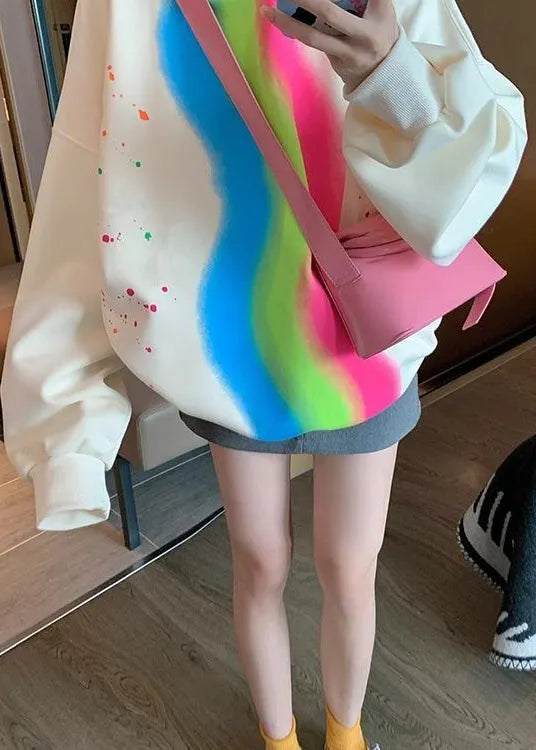 Apricot Hooded Tie Dye Cotton Sweatshirts Spring