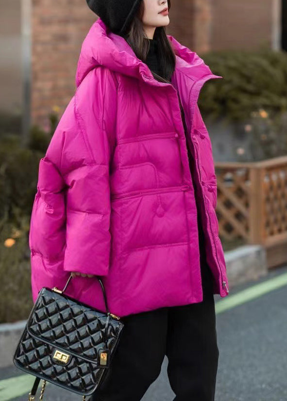 Rose Hooded Duck Down Puffer Jacket Winter