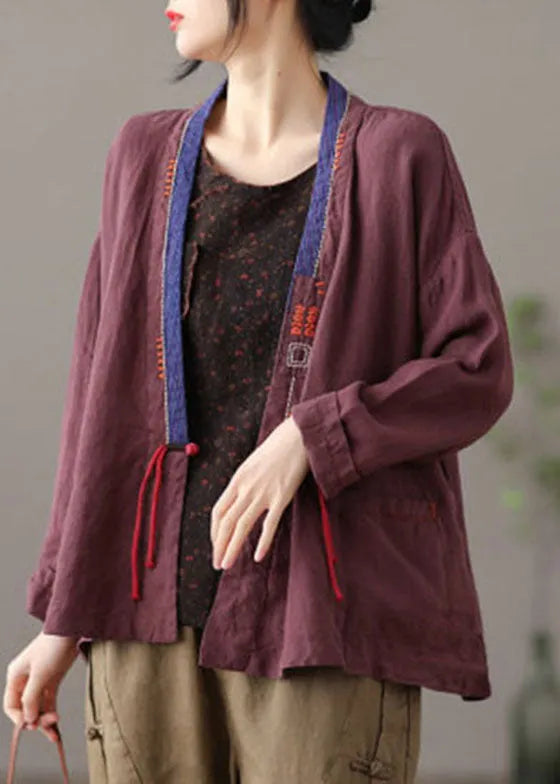 Mulberry Embroidered Patchwork Loose Coat Spring