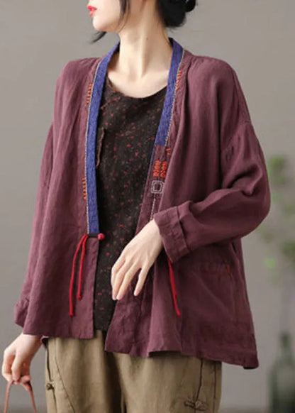 Mulberry Embroidered Patchwork Loose Coat Spring