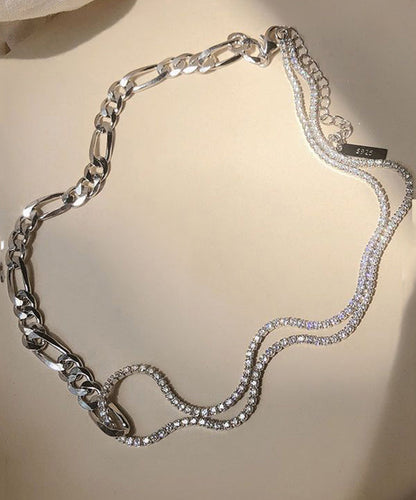 Silk Sterling Silver Inlaid Zircon Necklace