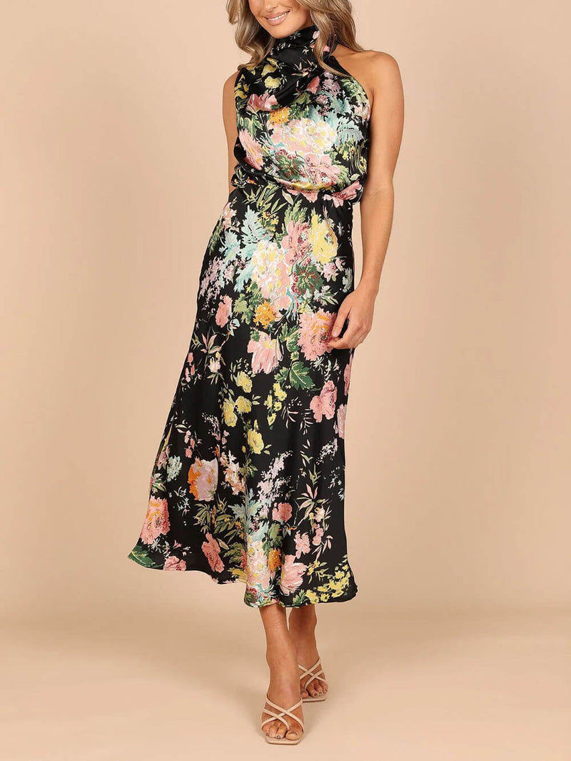 Halter Neck Elastic Waist Maxi Dress