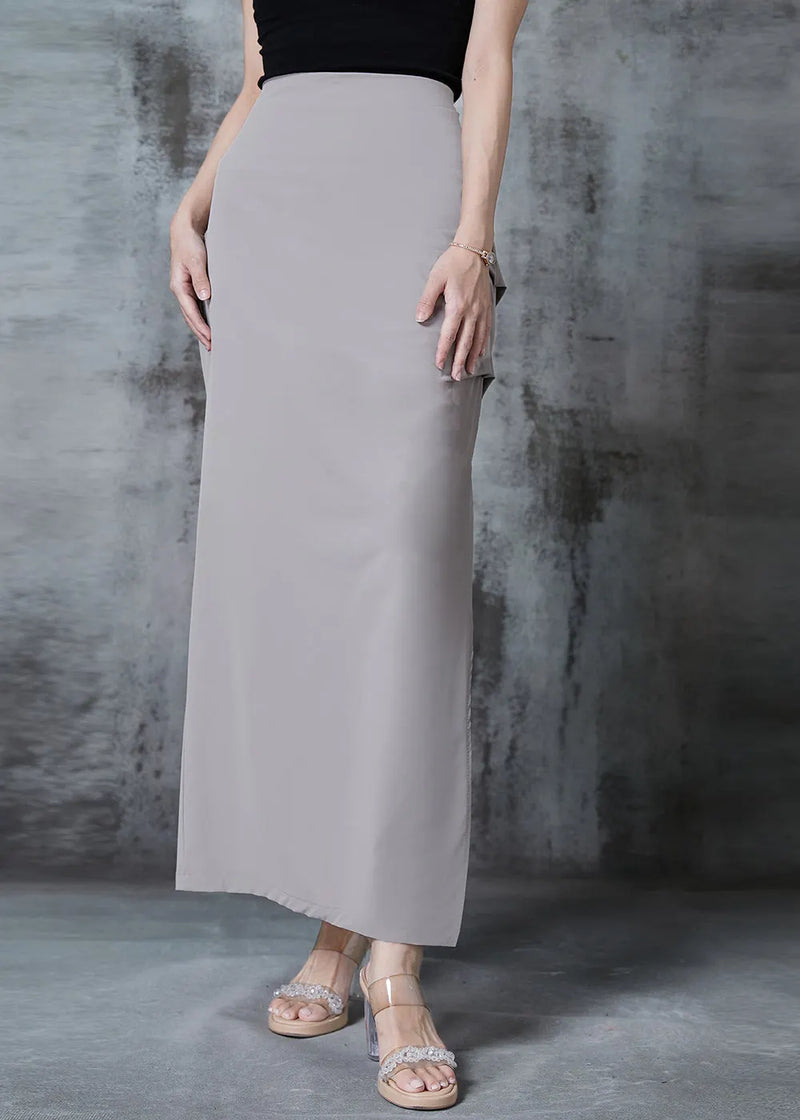 Grey Side Open Silm Fit Spandex Wraped Skirts Fall