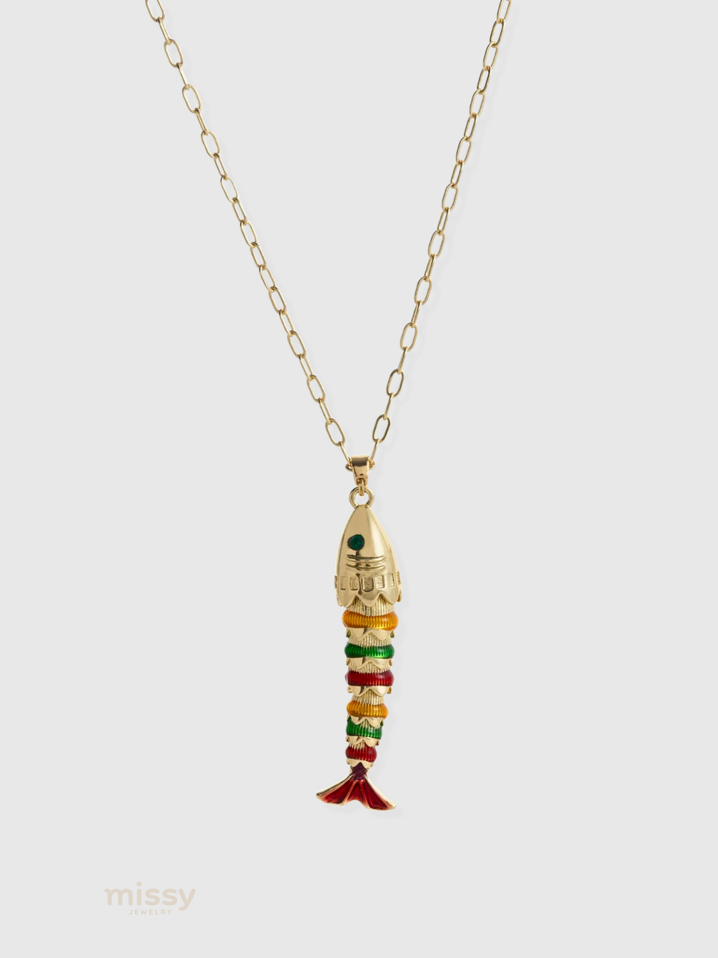 Daria Colorful Enamel Fish Pendant Necklace