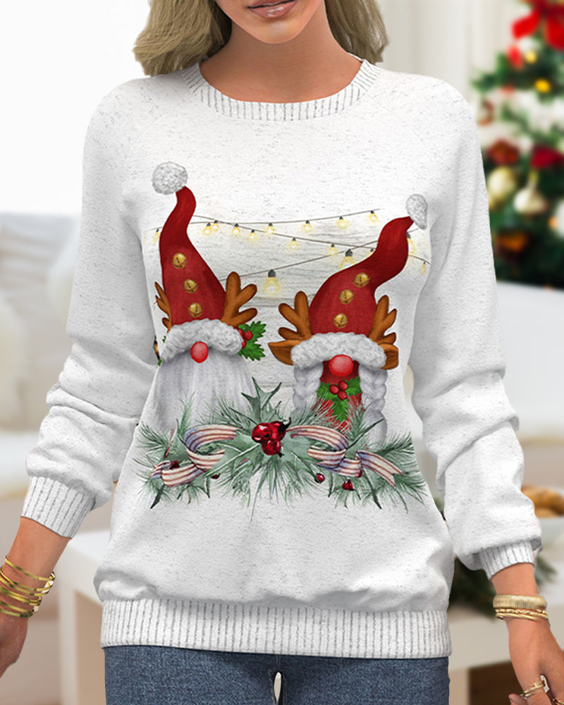 Sweatshirt with Raglan Sleeves in Christmas Motif