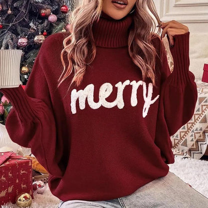 Festive Sweater for Women with Turtleneck