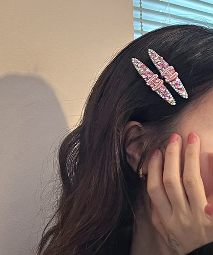 Pink Alloy Zircon Pearl Graphic Hairpin