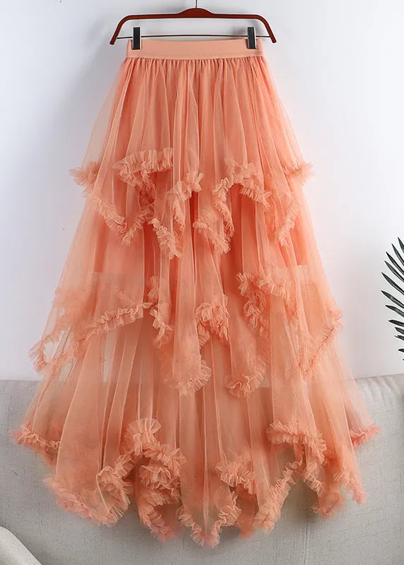 Organic Purple Elastic Waist Tulle a Line Skirts Spring