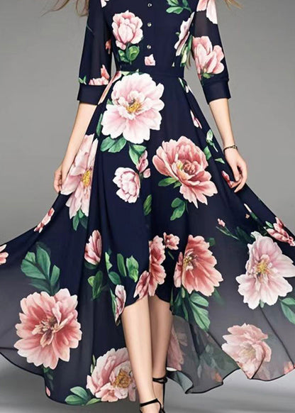 Black Exra Large Hem Chiffon Vacation Dresses Summer