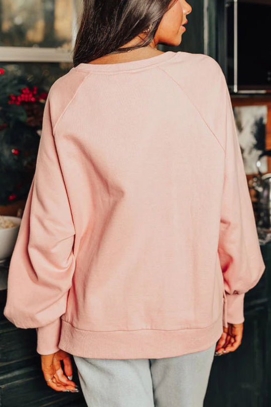 Christmas Gingerbread Man Sequin Long-Sleeve Sweatshirt