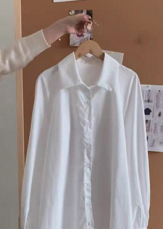 White Peter Pan Collar Ruffled Patchwork Backless Shirt Spring