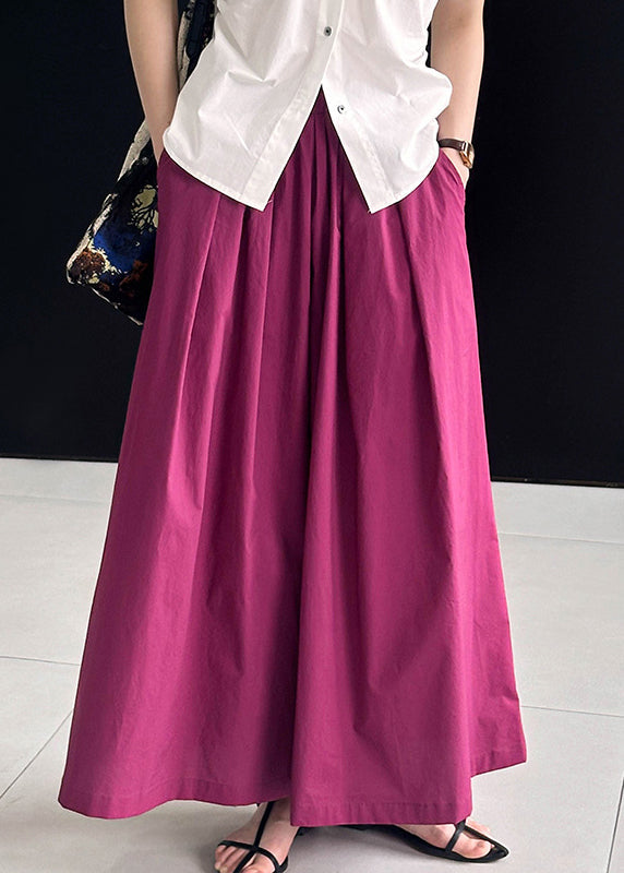Rose Loose Cotton Wide Leg Pants Elastic Waist