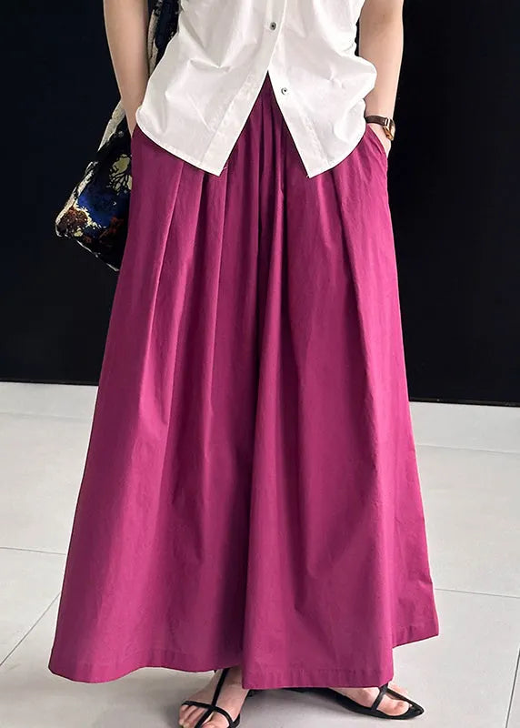 Rose Loose Cotton Wide Leg Pants Elastic Waist
