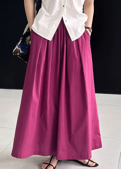 Rose Loose Cotton Wide Leg Pants Elastic Waist
