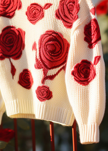 Red Hollow Out Cozy Knit Sweaters Fall
