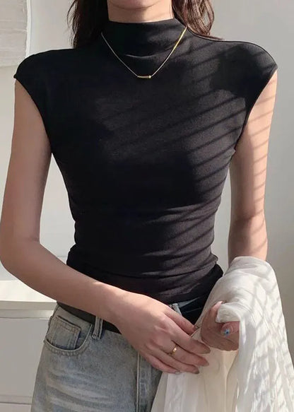 Simple Purple Hign Neck Short Sleeve Yoga Top