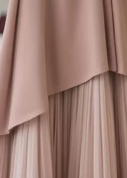 Pink Original Design Wrinkled Chiffon Skirts Summer