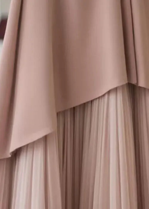 Pink Original Design Wrinkled Chiffon Skirts Summer