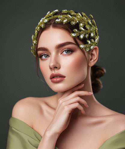 New Turmeric Yellow Weave Crystal Hairpiece