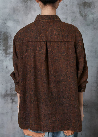 Original Design Chocolate Oversized Print Cotton Top Spring