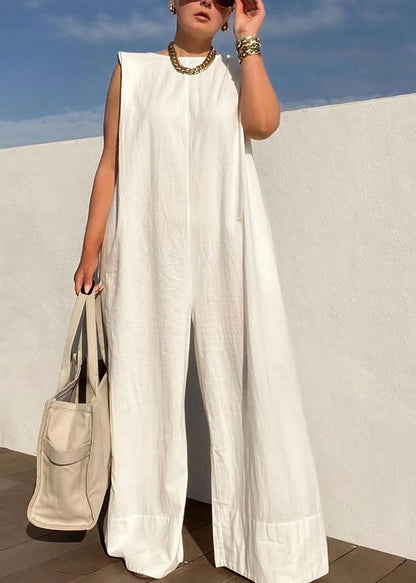 Brief White Slash Neck Jumpsuits Summer