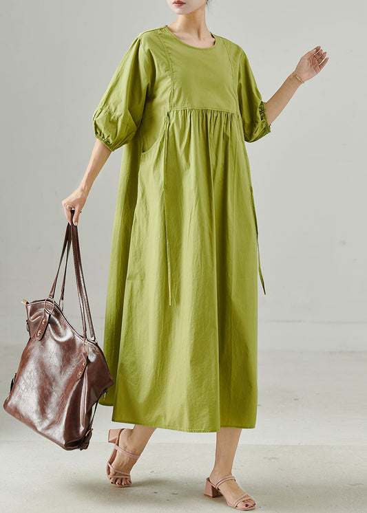 Grass Green Oversized Cotton Holiday Dresses Summer